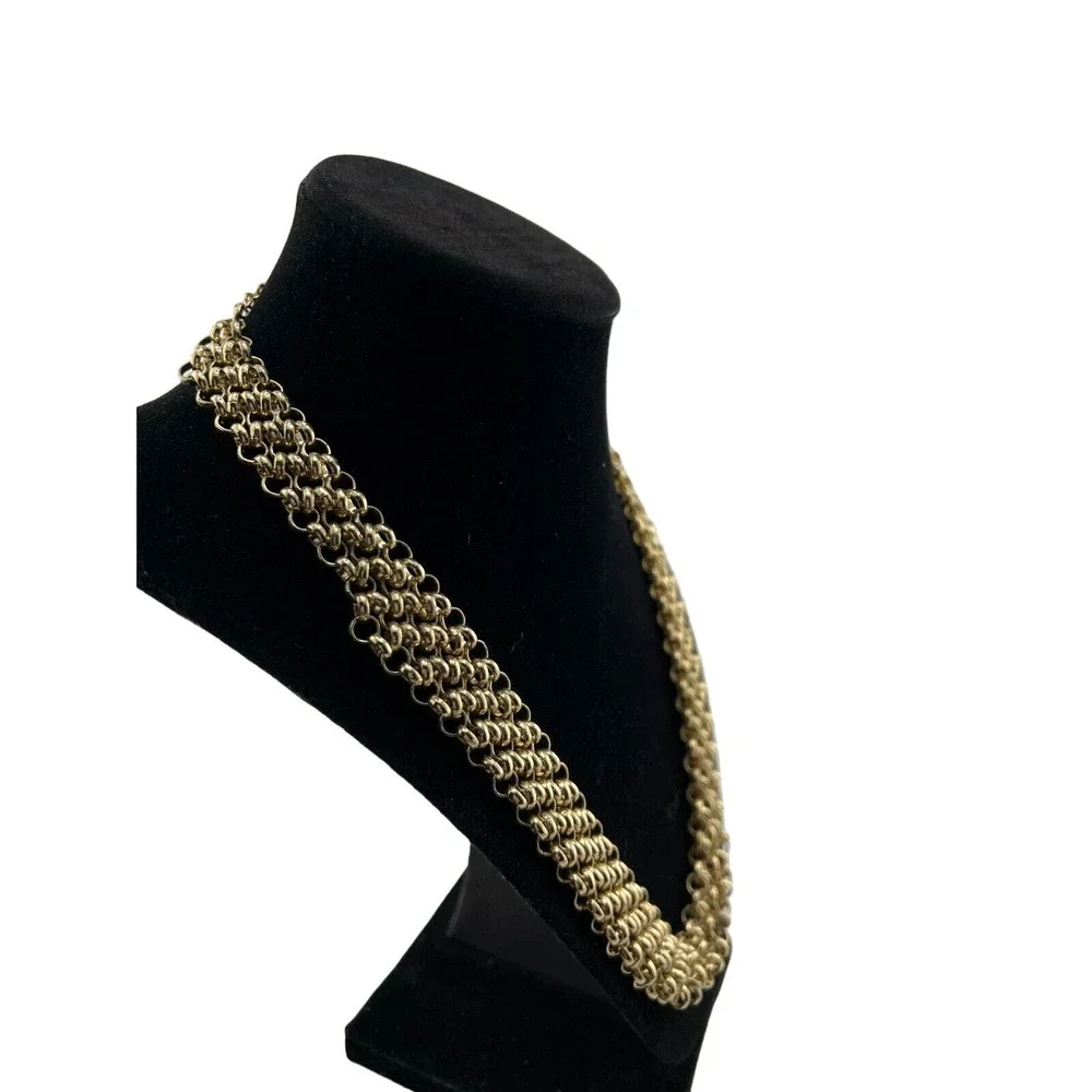 Vintage Women's Gold-Tone Layered Open Intertwined Oval Link Chain‎ Necklace